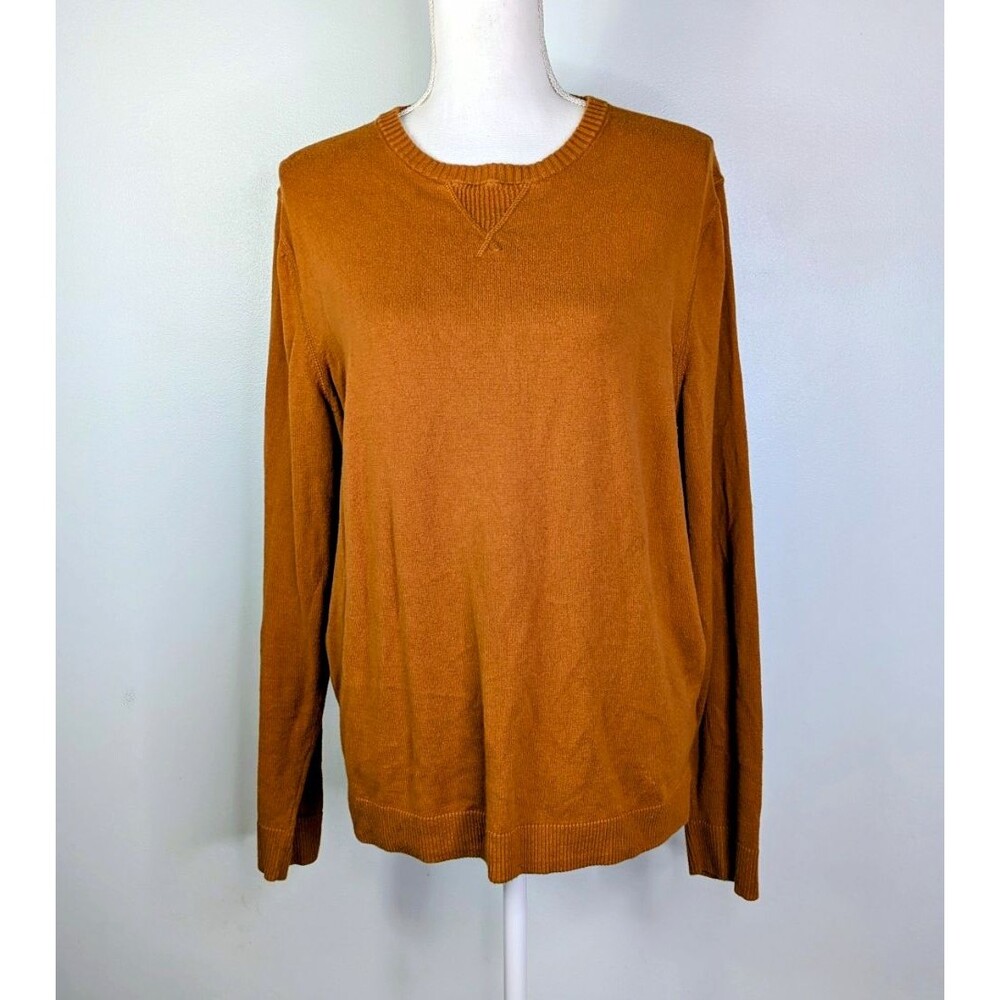 1901 Mens Brown Cotton Cashmere Ribbed Knit Sweater Large Preppy Minimalist